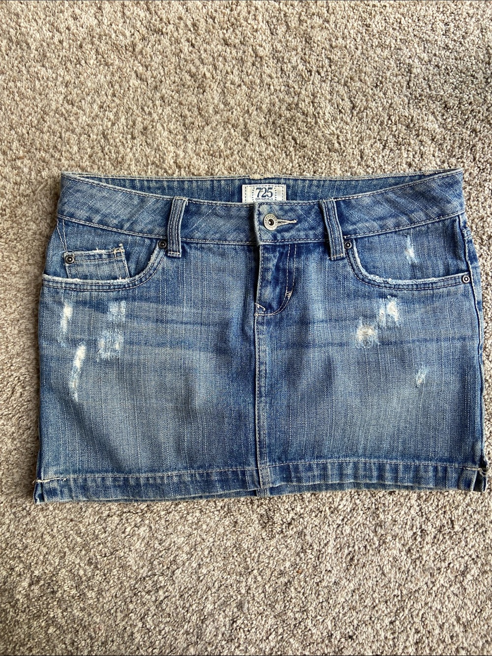 Distressed Blue Denim Mini Skirt - 725 Label